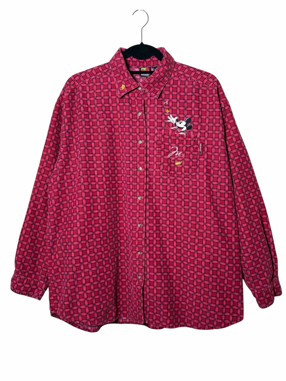 Vintage 90s Mickey Unlimited Corduroy Button Down Shirt Embroidered Mickey XL